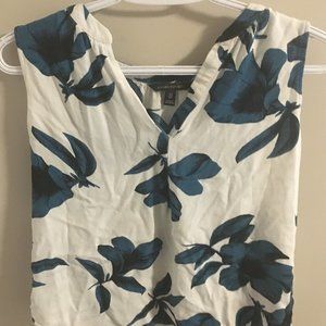 V-neck Blouse - flower patterned sleeveless